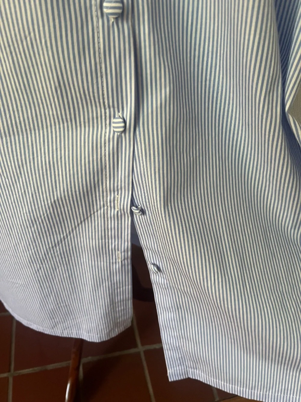 Blue & White Stripe Cotton Shirtdress | Belted | 100% Cotton - Picture 10 of 10